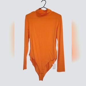 Mangopop orange mock neck bodysuit large